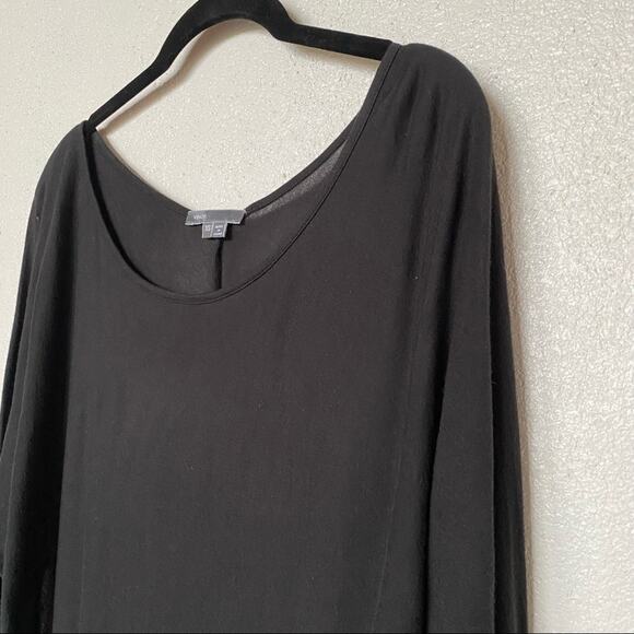 Vince Wide Scoop Neck Cropped Sleeve Black Top Size XS - Picture 2 of 8
